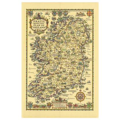 1933 Ireland map wooden puzzle. Pratts High Test, Taylor artist, vintage artwork