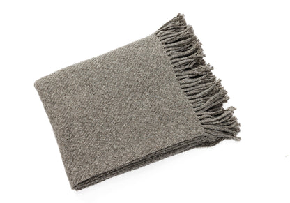 Handloomed Peruvian Pima Cotton & Undyed Baby Alpaca Graphite Throw Blanket From Peru - Kulsi Collection