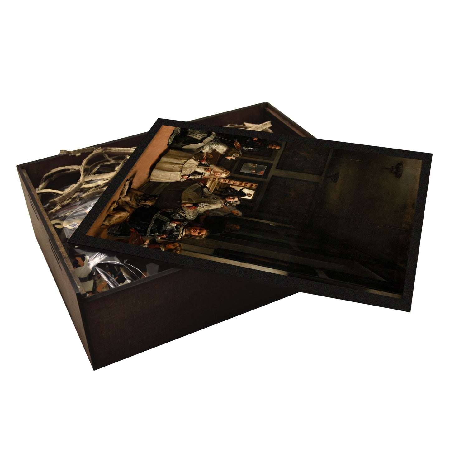 Las Meninas wooden jigsaw puzzle. Diego Velázquez masterpiece, 17th century, Spanish Baroque, Infanta Margarita Teresa.