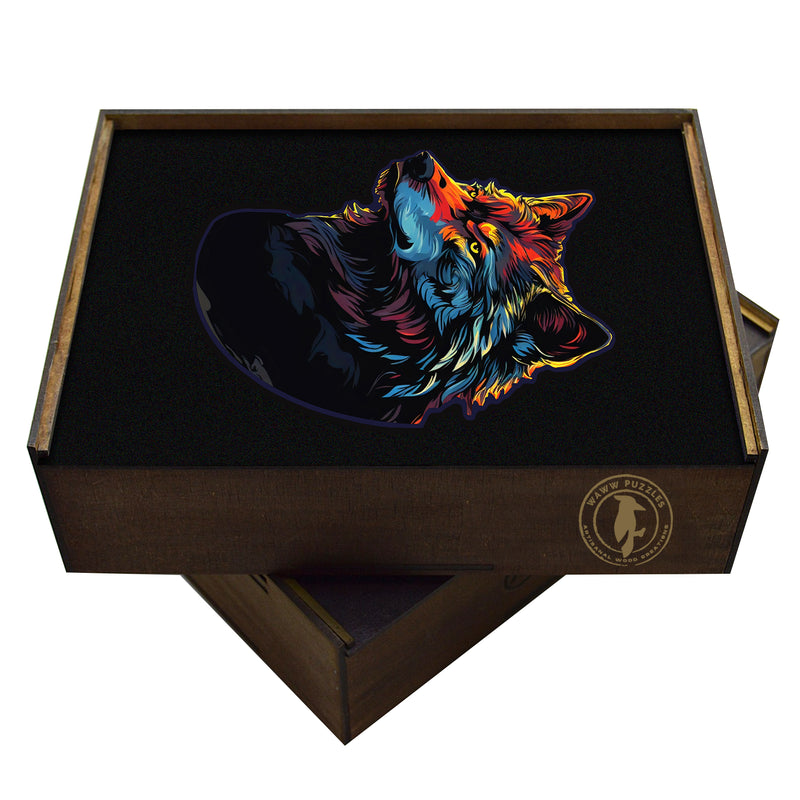 BLACK WOLF wooden jigsaw Puzzle | 23" Whimsies | Animal Totem