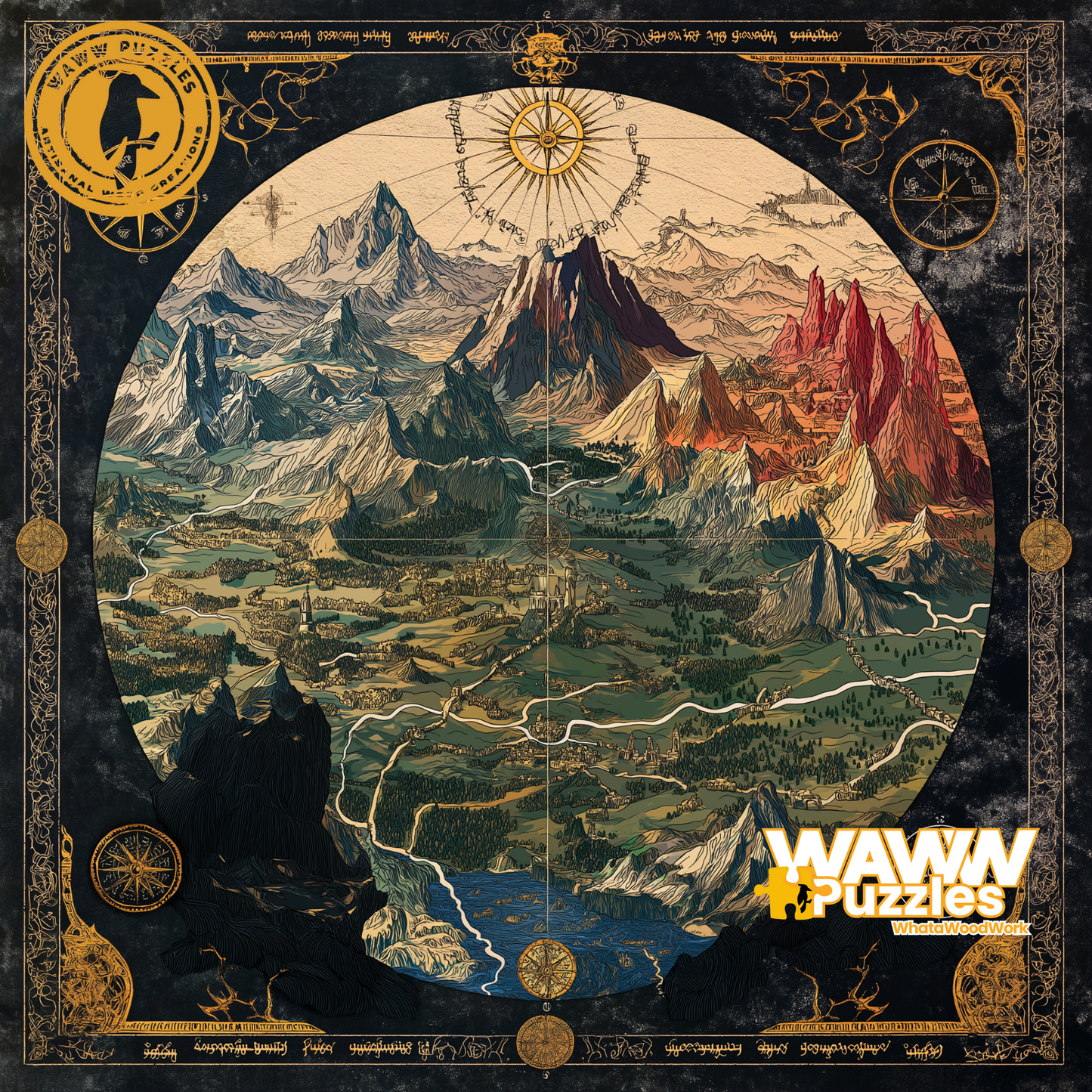 Middle Earth Wooden Puzzle | Jigsaw Tolkien's inspired 'Cartographer'