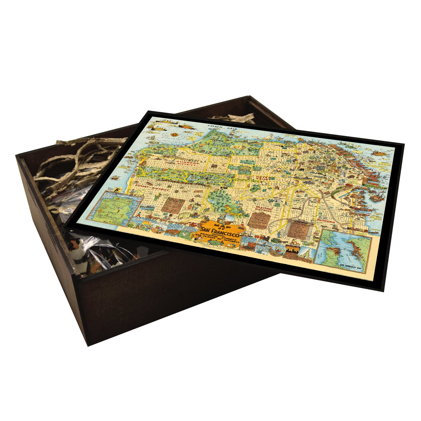Vintage Pictorial Map of San Francisco | Art Wooden Puzzle