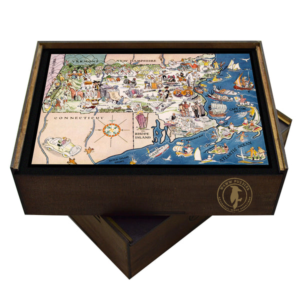 Antique Massachusetts State Map | Wooden Puzzle | Adult Jigsaw | Unique gifts | Map Collector gifts