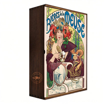 Vintage Beer Ad by Alphonse Mucha - Premium Wooden Puzzle