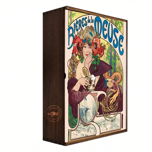 Vintage Beer Ad by Alphonse Mucha - Premium Wooden Puzzle
