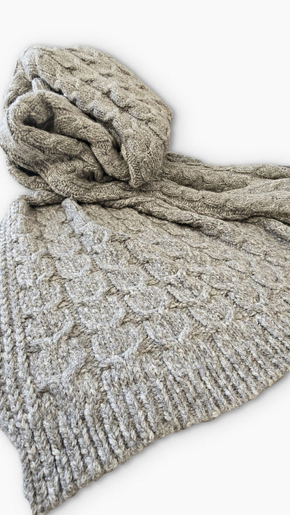 Handloomed Peruvian Pima Cotton & Undyed Baby Alpaca Graphite Cable Throw Blanket - Muru Collection