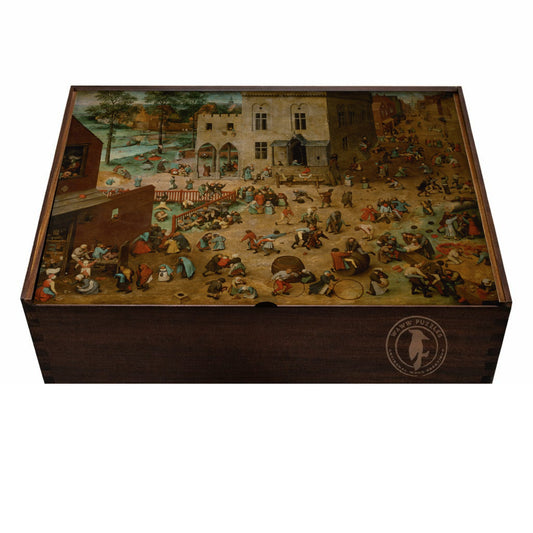 wooden puzzle box of pieter bruegel artwork childrens games