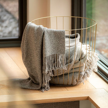 Handloomed Undyed Baby Alpaca & Peruvian Pima Cotton Throw Blanket | Graphite | Kulsi Collection