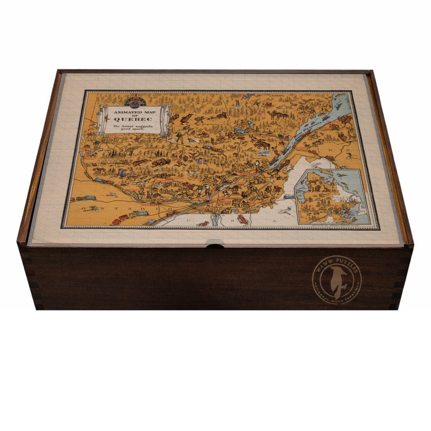 Vintage Animated Pictorial Map of Quebec – Canadian Heritage Puzzle