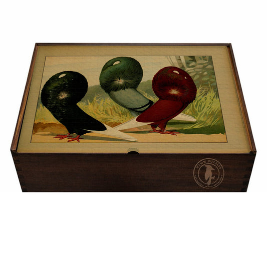 Artisanal wooden puzzle box featuring The Jacobin by Emil Schachtzabel, showcasing historical art