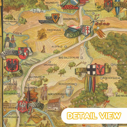 Detail of Bavarian landmarks and traditional costumes