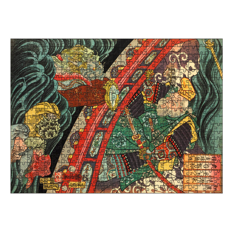 Utagawa Kuniyoshi Wooden Puzzle | Samurai Takeuchi | Japanese Art Jigsaw Puzzle