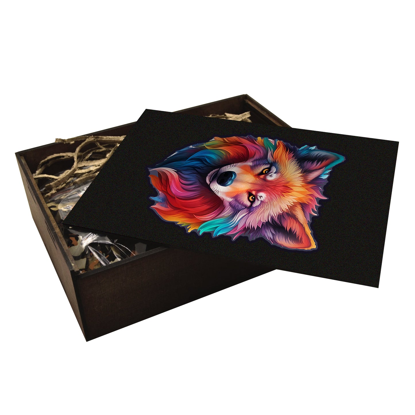 Wolf Colors Wooden Jigsaw Puzzle – 23" Whimsies Edition | Animal Totem Art