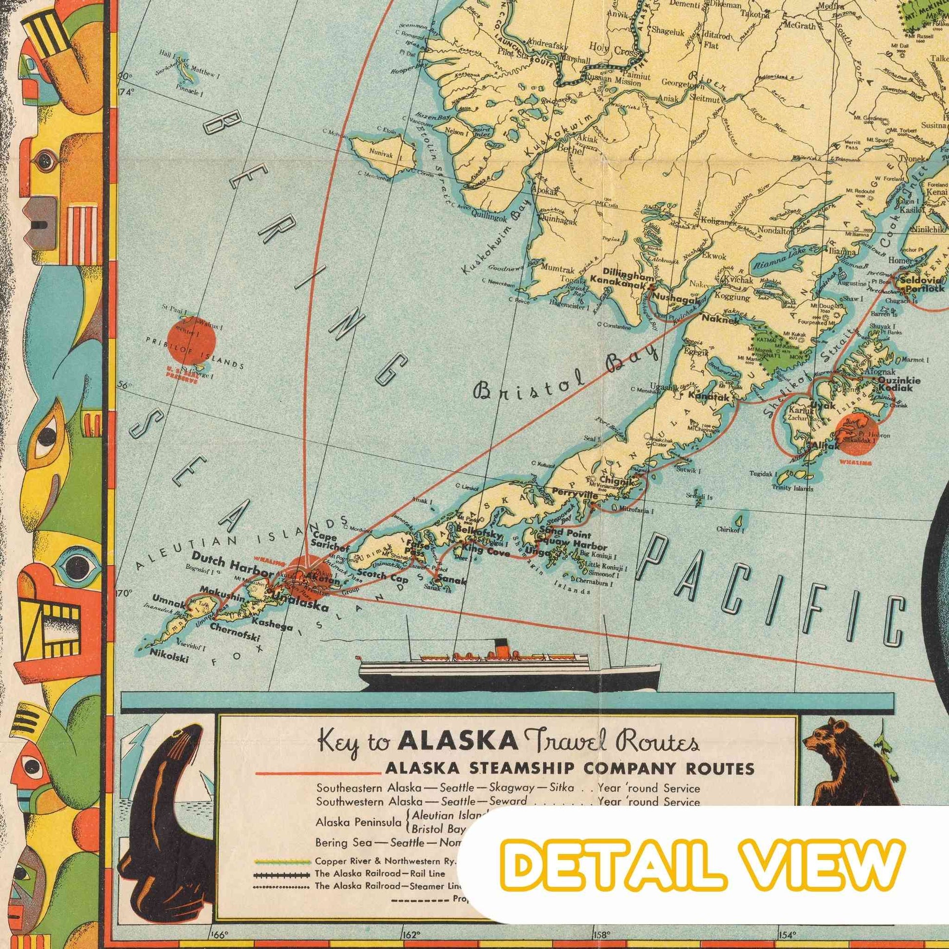 wooden puzzle art detail featuring The Alaska Line by Frank McCaffrey.
