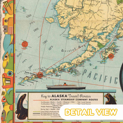 wooden puzzle art detail featuring The Alaska Line by Frank McCaffrey.