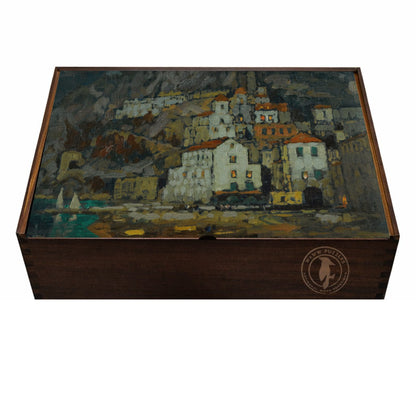 artisan wooden puzzle box featuring Gorbatov's View of Amalfi artwork