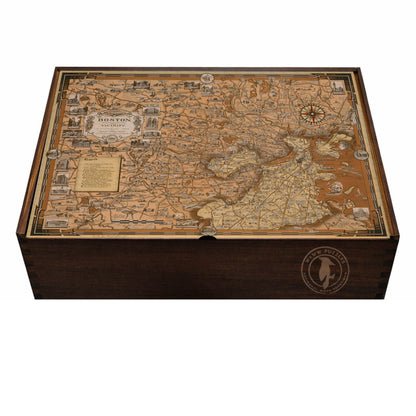 Premium wooden puzzle box featuring Chase's Boston and Vicinity map illustration.