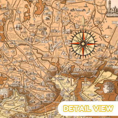 Detail of boston harbor and downtown from boston and vicinity massachusetts color pictorial map