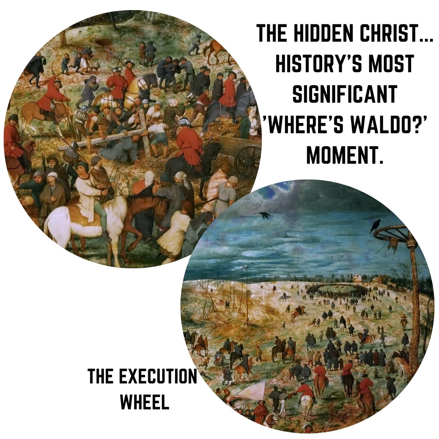 Wooden jigsaw puzzle of Bruegel's 'Procession to Calvary' (1564) - detailed Flemish Renaissance masterpiece with biblical scene