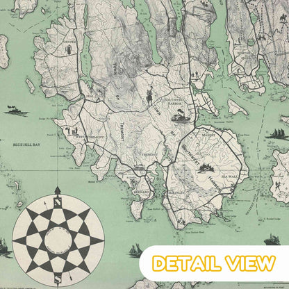 Close-up of Acadia's mountainous regions with relief shading highlighting elevation variations.