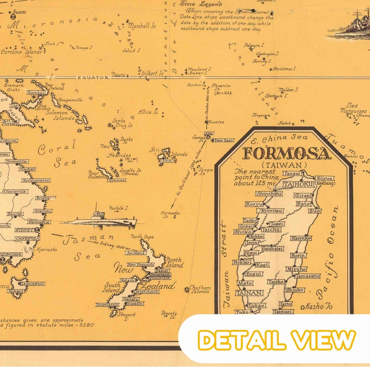 Vintage map of Formosa (Taiwan) with detailed labels and a compass rose.