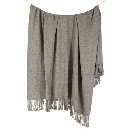 Handloomed Undyed Baby Alpaca & Peruvian Pima Cotton Throw Blanket | Graphite | Kulsi Collection