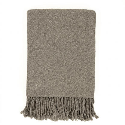 Handloomed Undyed Baby Alpaca & Peruvian Pima Cotton Throw Blanket | Graphite | Kulsi Collection