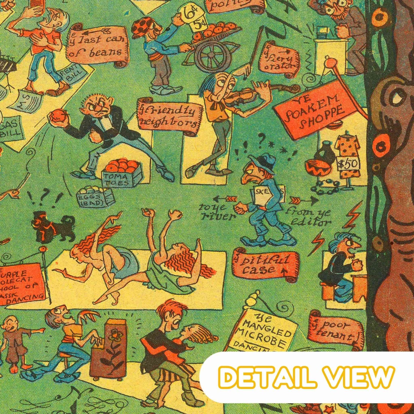 Detailed view of ornate borders and illustrative elements from Waugh's 1922 map.