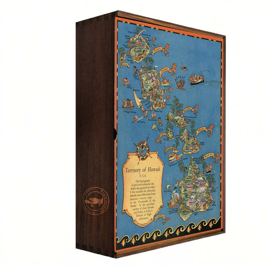 Premium wooden puzzle box featuring Ruth Taylor White's Hawaiian map
