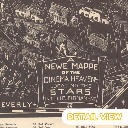 Mappe with celestial movie stars, high-contrast wood engravings by Paul Hambleton Landacre