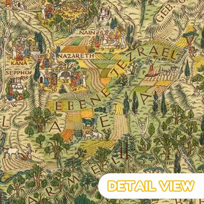 Vintage map of ancient Israel with detailed landscape and text
