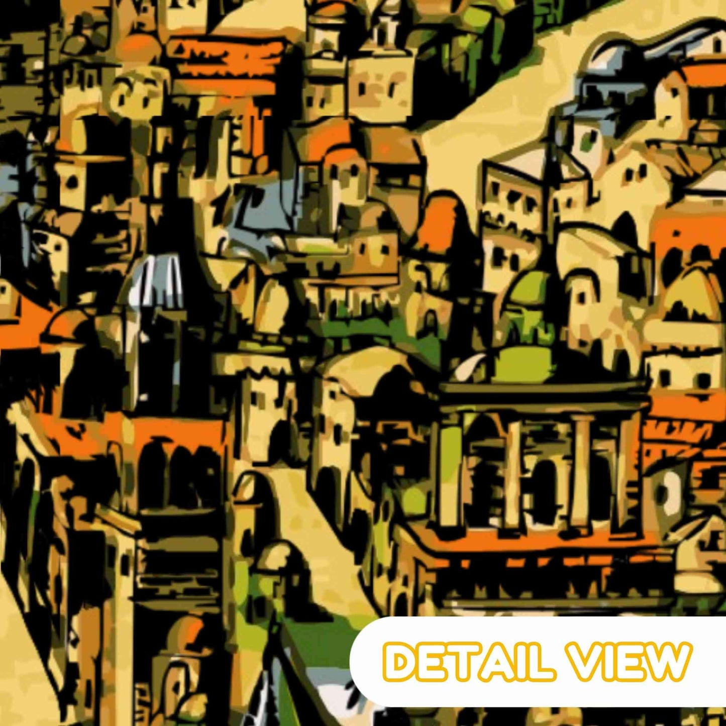 Close up detail of jerusalem old city from jerusalem by braun hogenberg renaissance cartography pictorial map wooden jigsaw puzzle