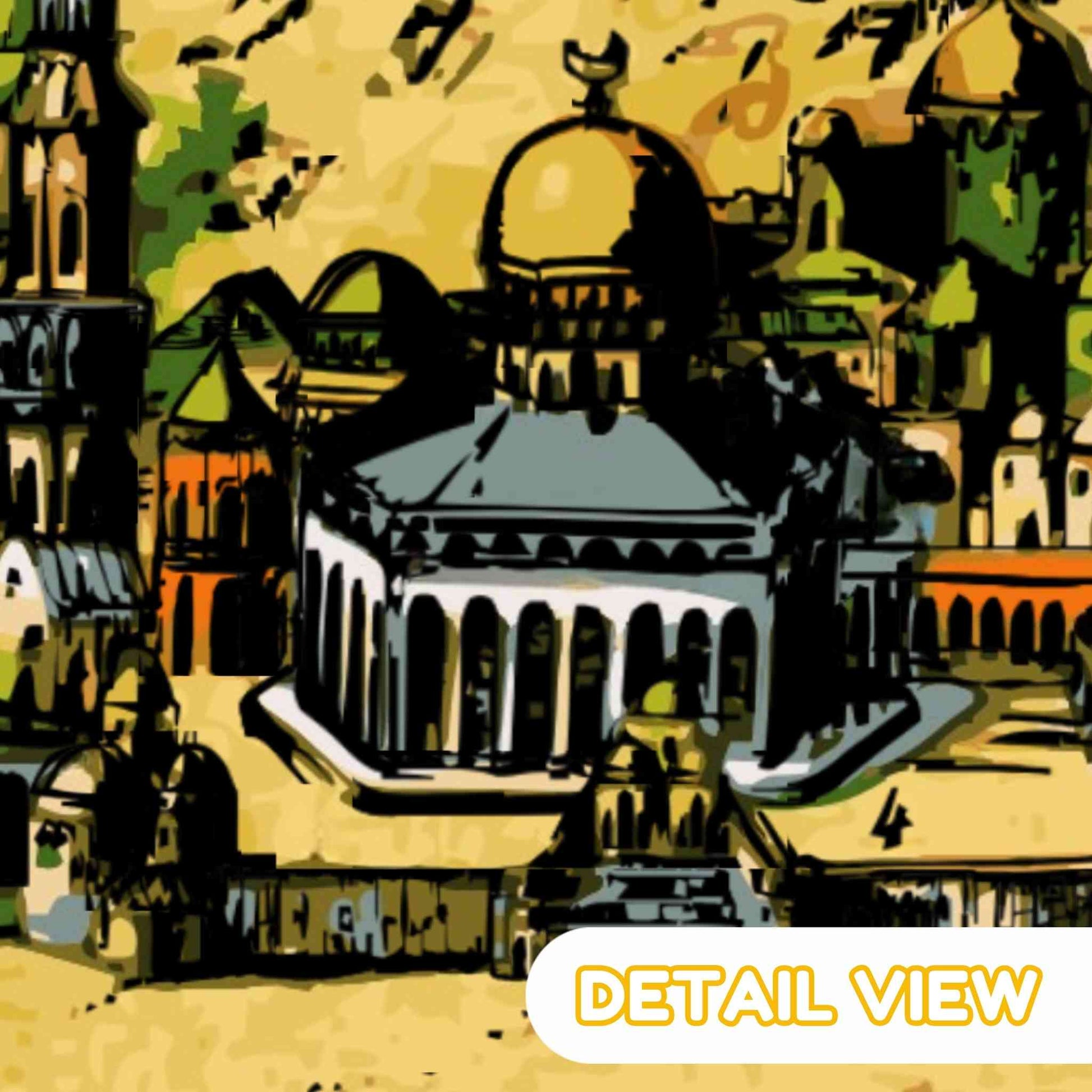 Detail of jerusalem from braun and hogenberg renaissance cartography pictorial map showing city walls and buildings