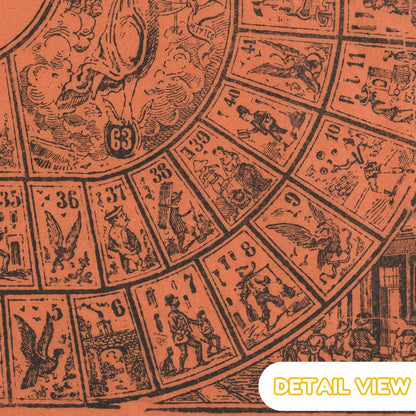 Close-up of Posada's detailed goose and dice illustration in Juego de la Oca