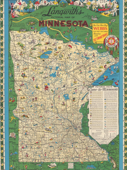 Langwith's Minnesota Map - Premium Wooden Jigsaw Puzzle