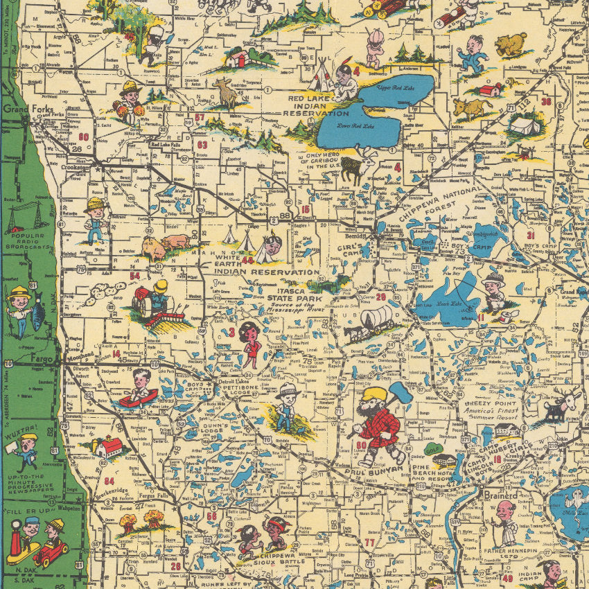 Langwith's Minnesota Map - Premium Wooden Jigsaw Puzzle