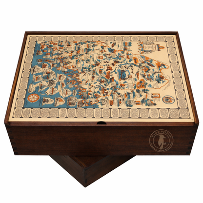 Premium wooden puzzle box featuring a pictorial map of Maine from 1936.