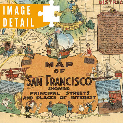 Vintage Pictorial Map of San Francisco | Art Wooden Puzzle