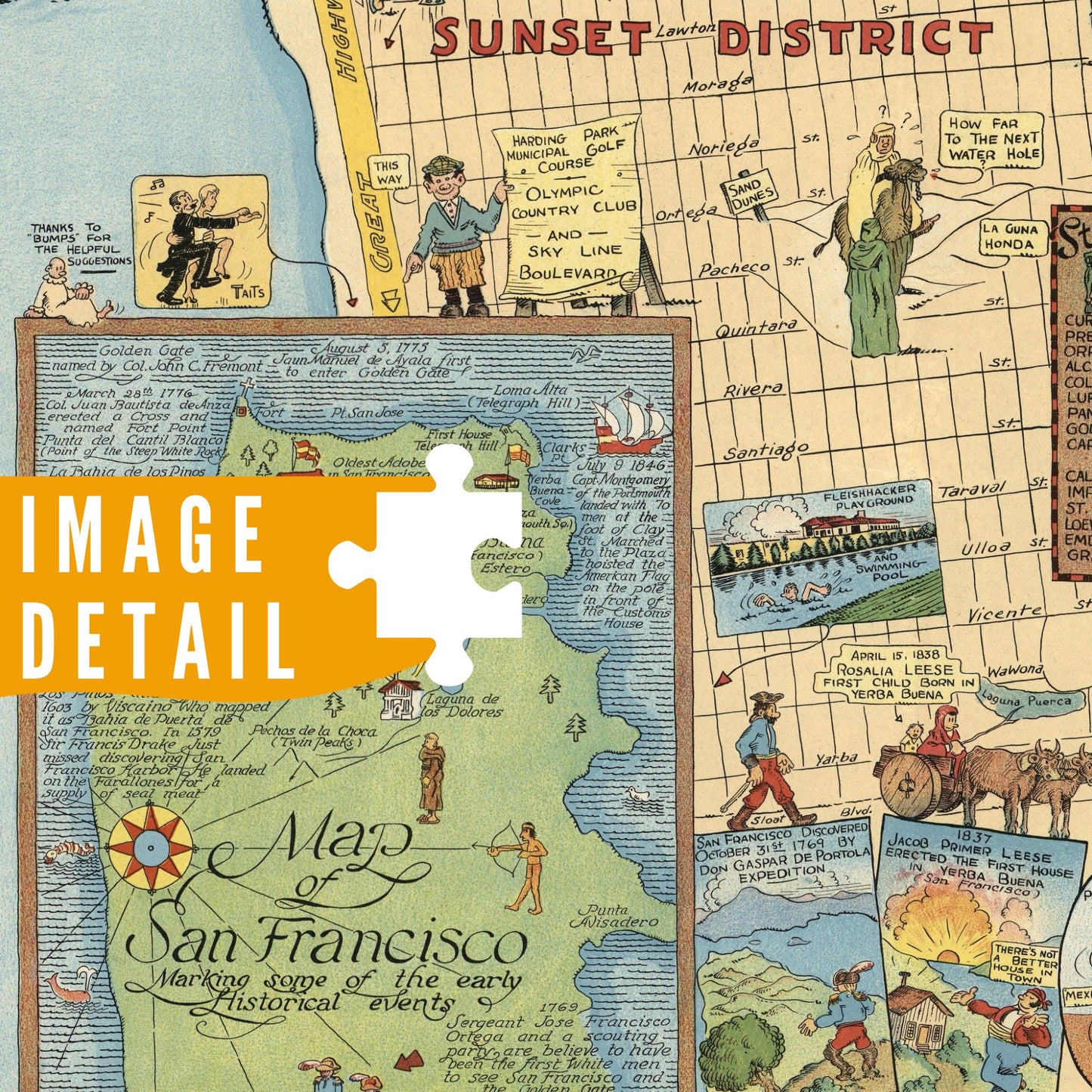 Vintage Pictorial Map of San Francisco | Art Wooden Puzzle