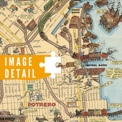 Vintage Pictorial Map of San Francisco | Art Wooden Puzzle