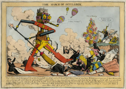 Robert Seymour's "The March of Intellect" shows an allegorical automaton with books and machinery