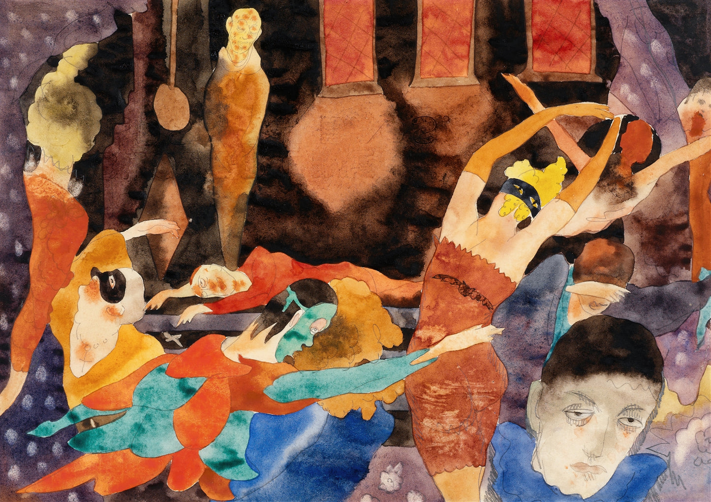 Demuth's The Masque of the Red Death featuring geometric forms and ominous hues