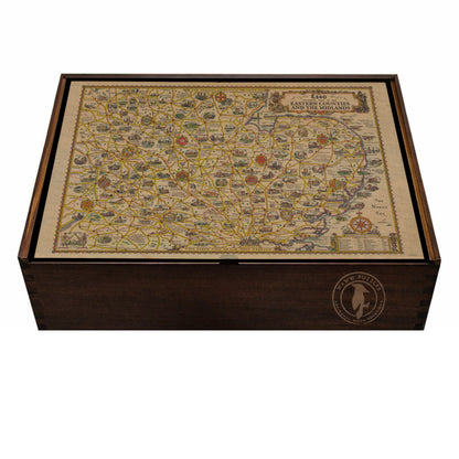 Premium wooden puzzle box featuring Esso Pictorial Plan by Alfred Edward Taylor.