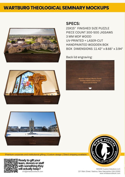 Custom Wooden Puzzle — Corporate Gift Set (Pack of 10) | Engraved Box + Logo