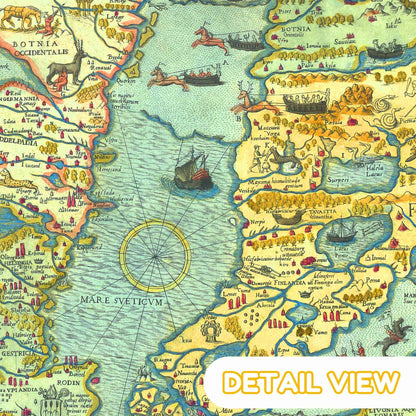 Detail of sea monsters from carta marina by olaus magnus renaissance cartography 1539