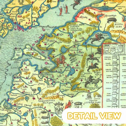 Close-up of intricate coastline and islands depicted with historical accuracy.