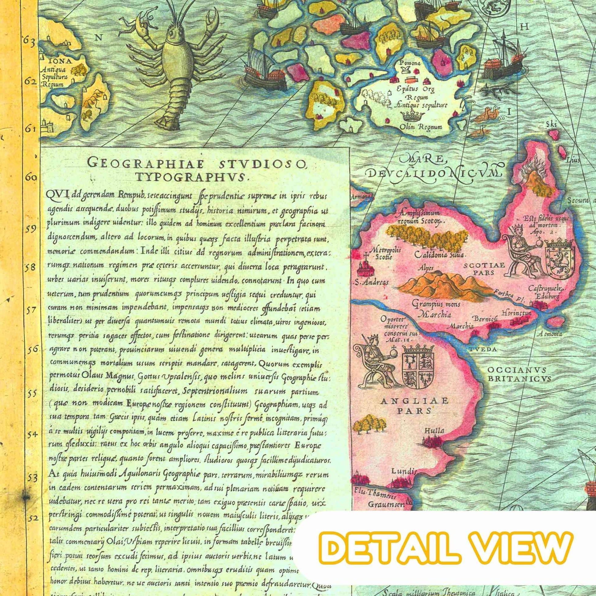 Detail of sea monsters from carta marina by olaus magnus renaissance cartography 1539