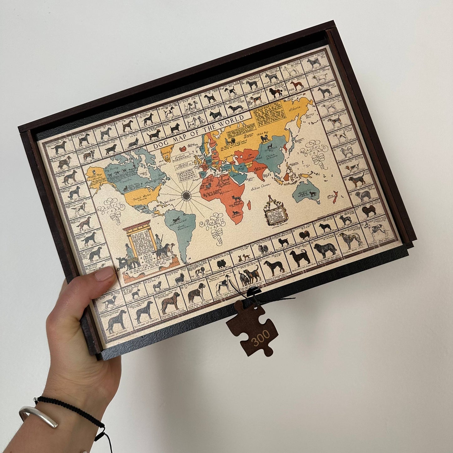Dog Map of the World by Sims - Wooden Jigsaw Puzzle