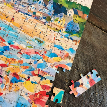 New England Beach Wooden Puzzle | Summer Paradise Jigsaw | Coastal Escape | Adult Jigsaw Puzzle