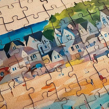 New England Beach Wooden Puzzle | Summer Paradise Jigsaw | Coastal Escape | Adult Jigsaw Puzzle